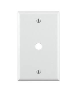 Leviton - 1-Gang 0.406-inch Hole Telephone/Cable Thermoset Wallplate, Standard Size, Box Mount - White