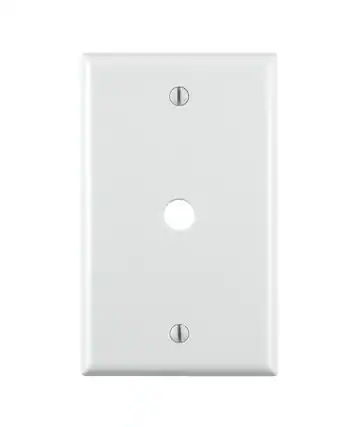 Front. Leviton - 1-Gang 0.406-inch Hole Telephone/Cable Thermoset Wallplate, Standard Size, Box Mount. - White.