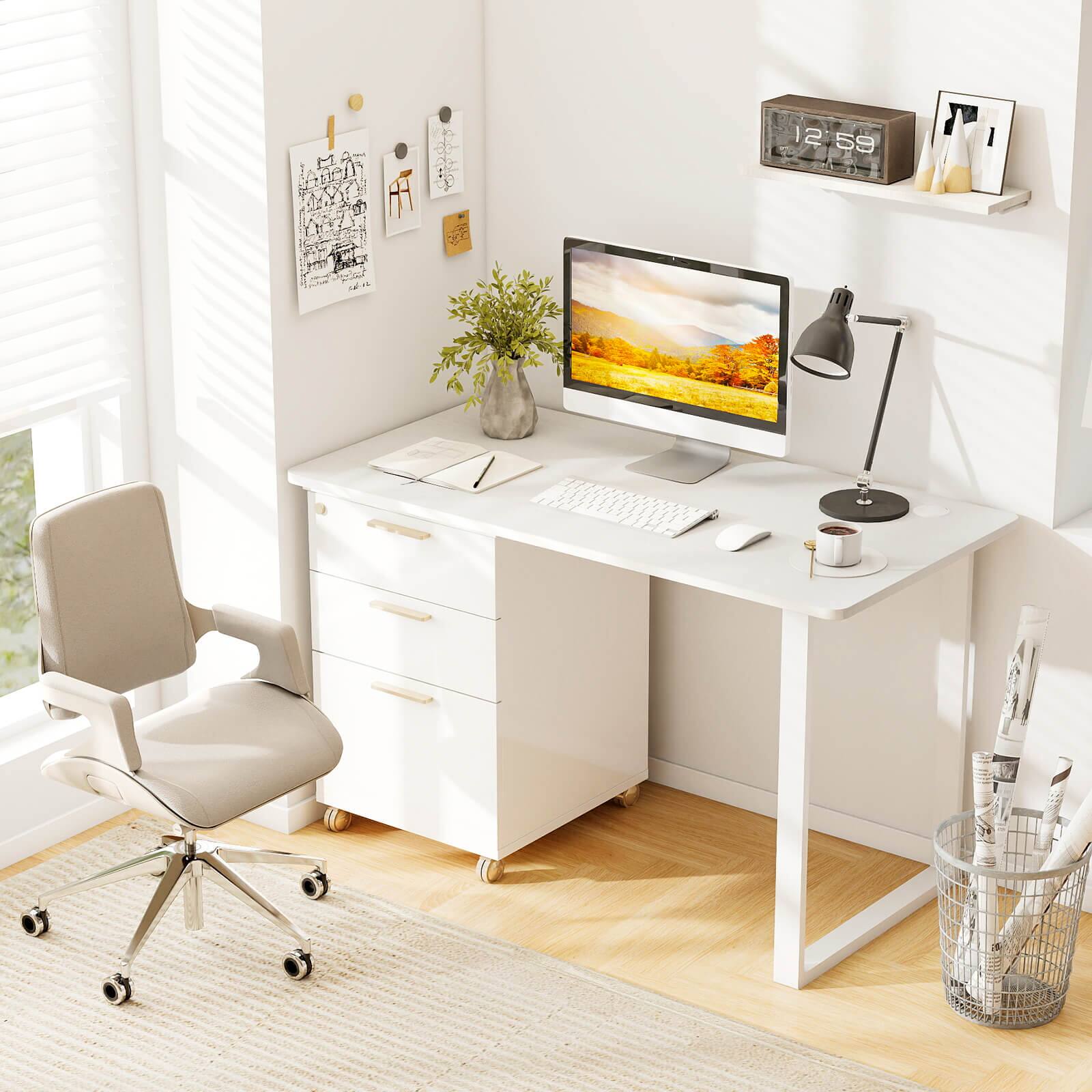 Alt View 1. Costway - Costway 48" x 24" Universal Tabletop for Standard & Standing Desk Frame - White.