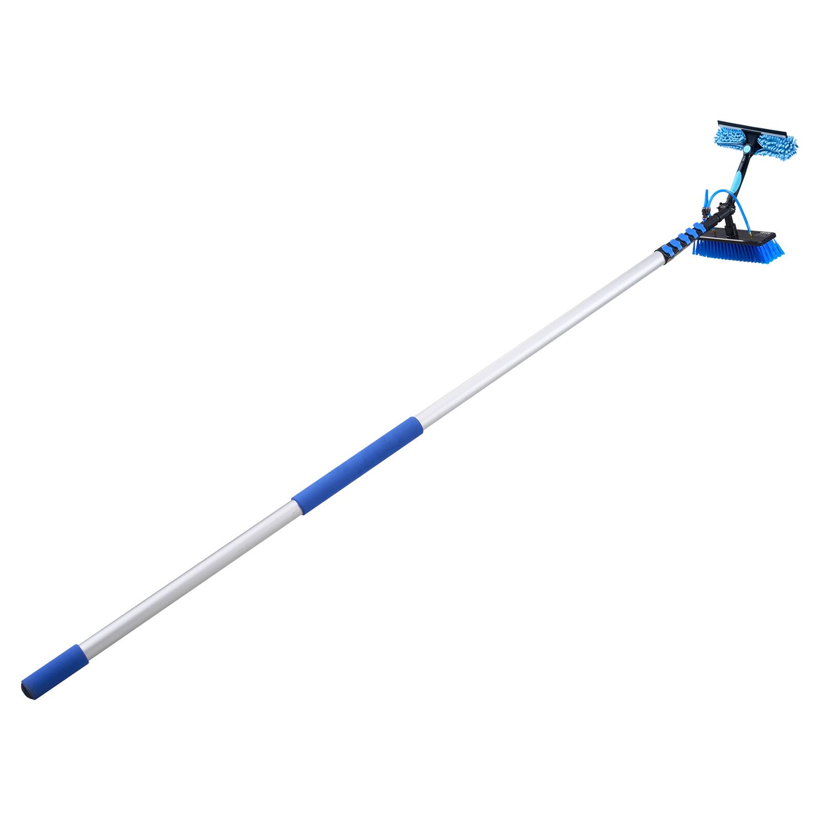 Alt View 5. VEVOR - Solar Panel Cleaning Kit, 39 ft, Water Fed Pole Kit with Cleaning Brush, Soap Dispenser, Extendable Aluminum Telescopic - Silver + Blue.
