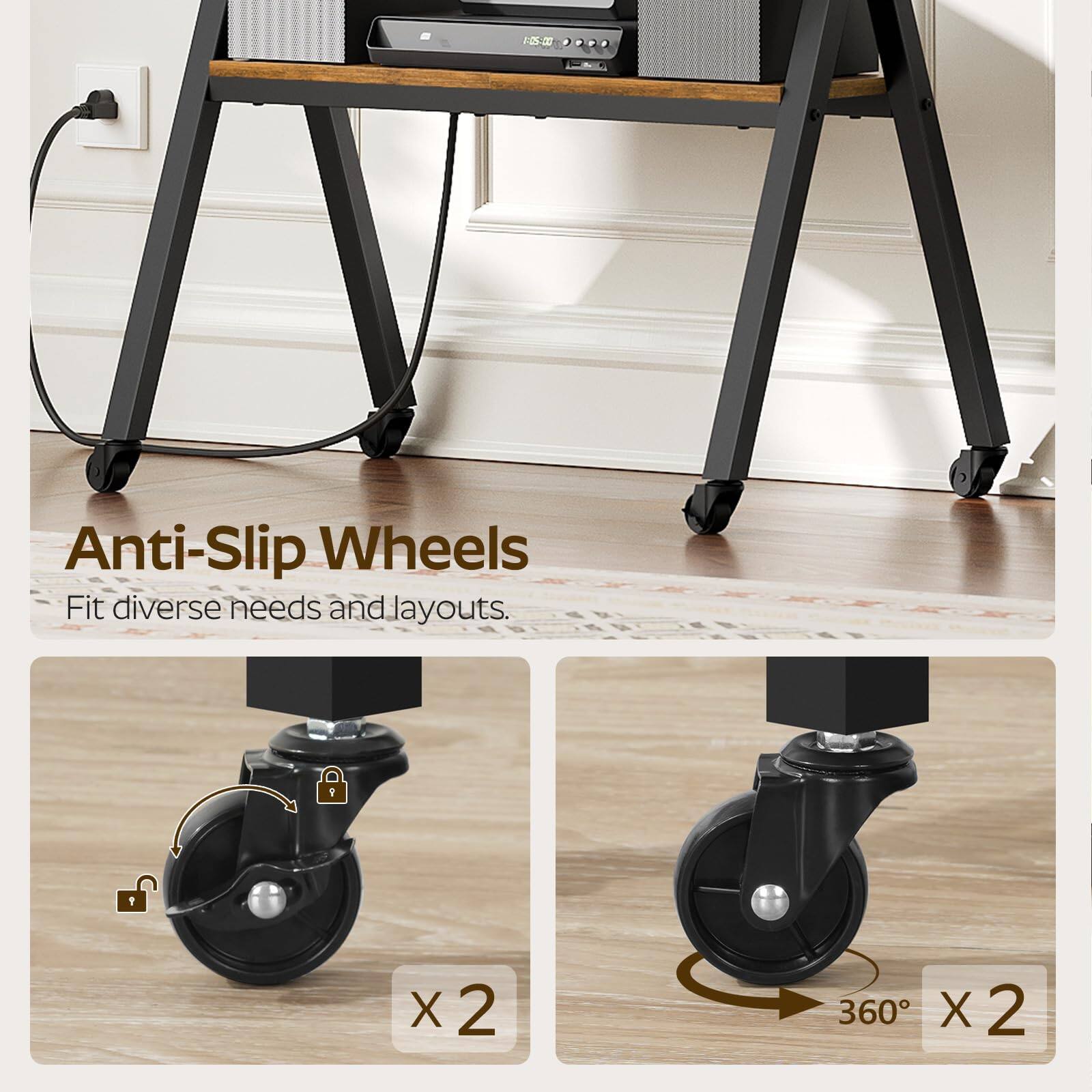 Anti-Slip Wheels  
Fit diverse needs and layouts.  

x 2  

360° x 2