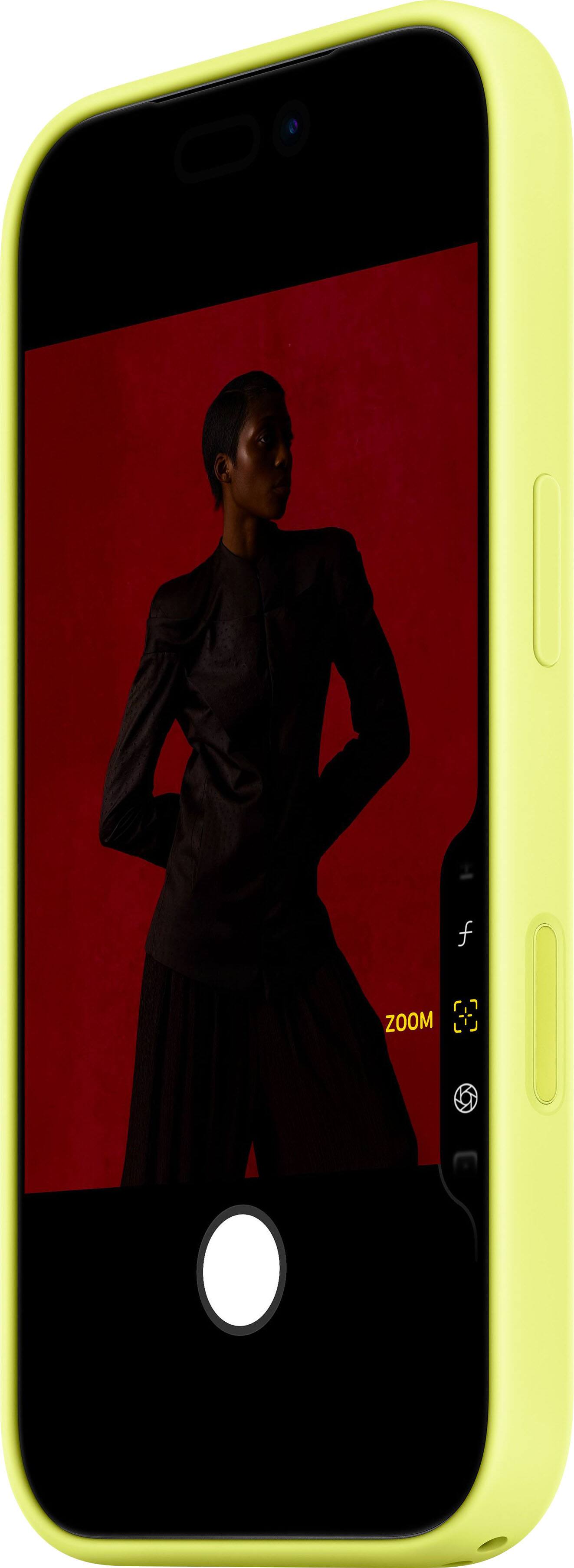 Alt View 3. Apple - iPhone 17 Pro Silicone Case with MagSafe - Neon Yellow.