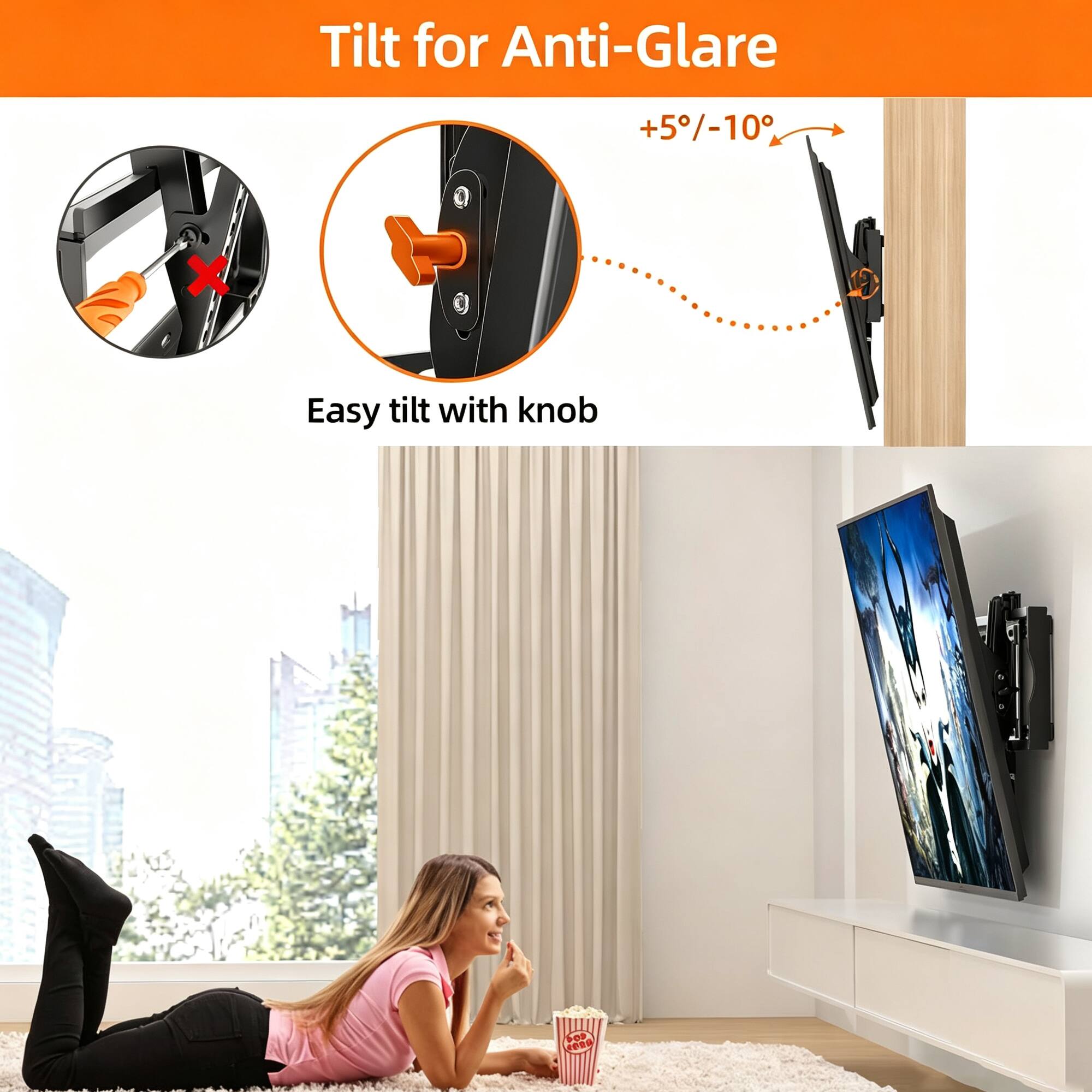 Tilt for Anti-Glare  
+5°/-10°  
Easy tilt with knob  
POP 1000
