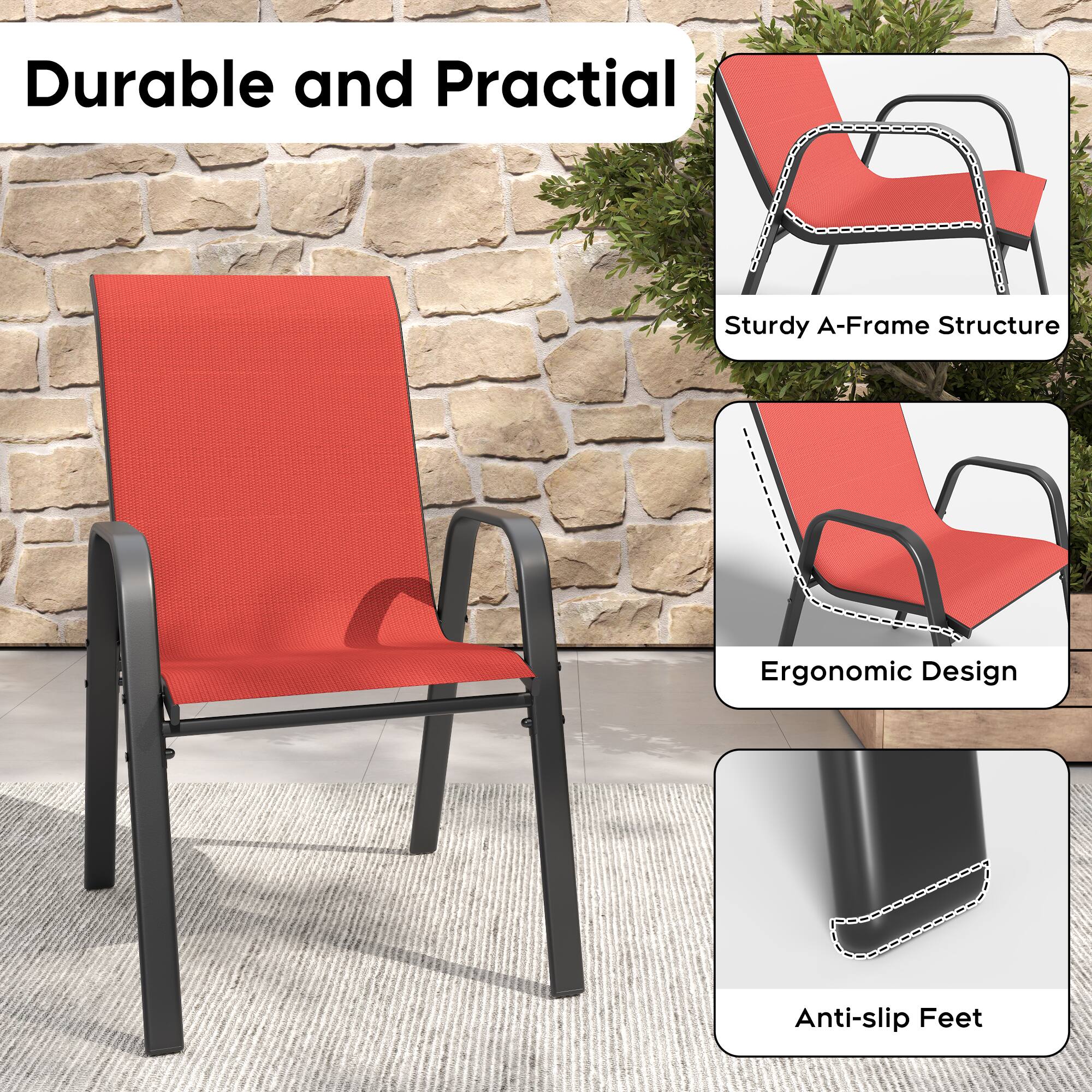 Durable and Practical  
Sturdy A-Frame Structure  
Ergonomic Design  
Anti-slip Feet