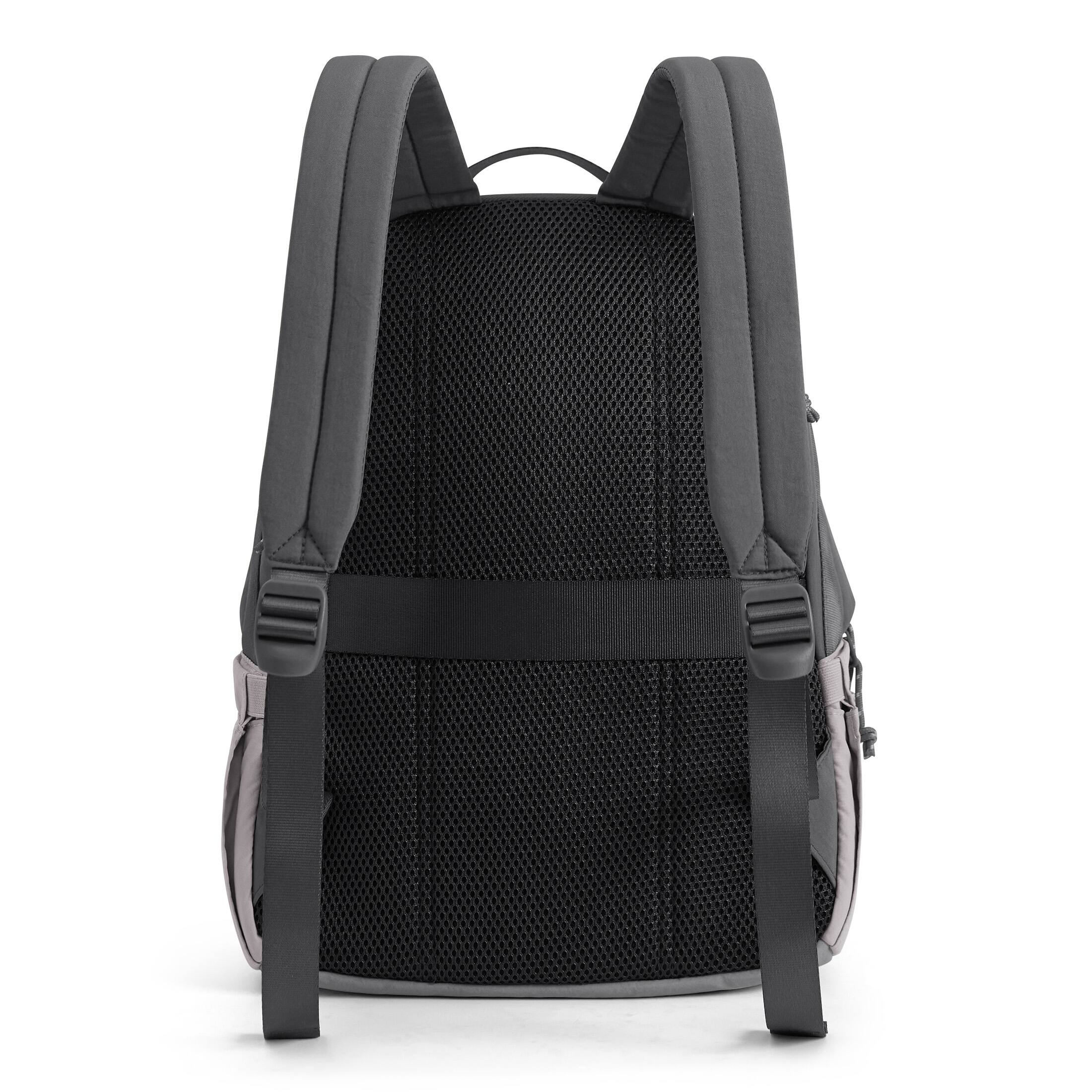 Back. Bagsmart - Crush 18L Backpack, Featherlight Eco Nylon Daypack with Padded 14" Laptop Compartment for Commute, Gym & Travel - Zinc.