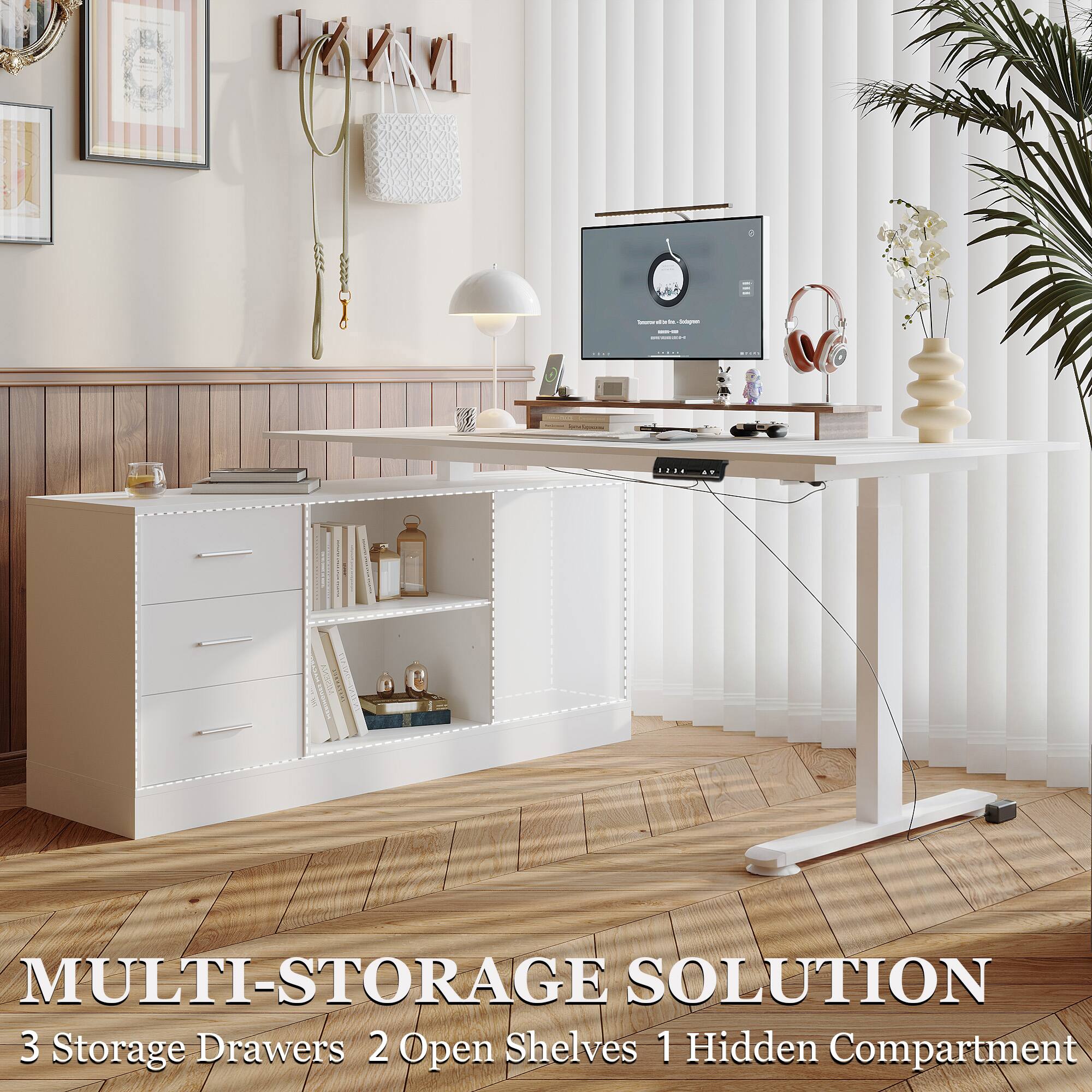 MULTI-STORAGE SOLUTION  
3 Storage Drawers  
2 Open Shelves  
1 Hidden Compartment