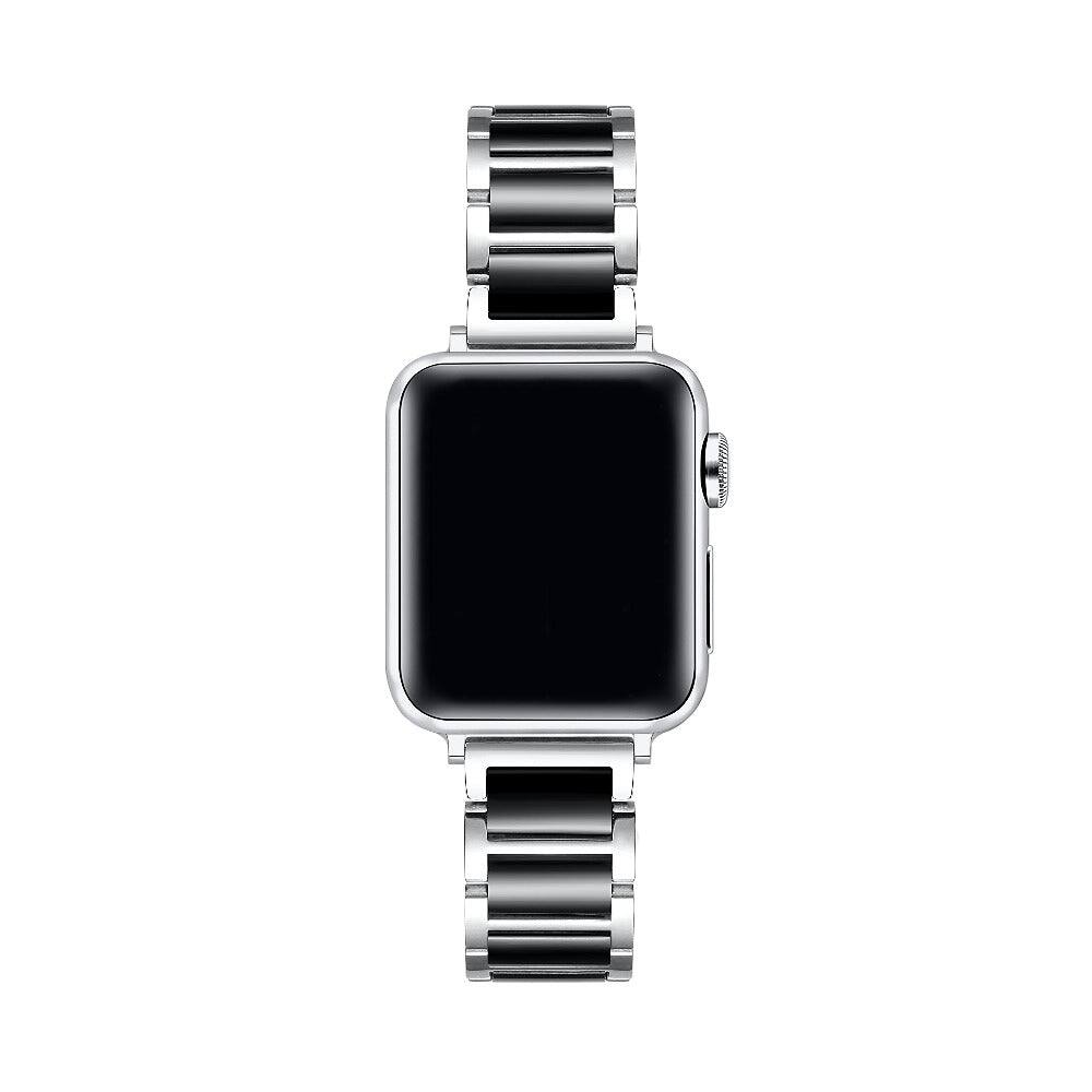 Back. Posh Tech - Alec Stainless Steel + Resin Band for Apple Watch - Silver/Black.