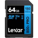 Lexar - 64GB High-Performance 800x PRO UHS-I SDXC Memory Card LSD0800P064G-BNNNU
