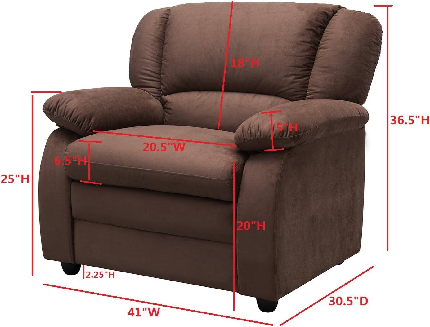 - Height: 36.5"
- Width: 41"
- Depth: 30.5"
- Armrest Height: 20"
- Seat Height: 2.25"
- Back Height: 25"
- Armrest Width: 20.5"
- Armrest Height: 5"
- Headrest Height: 18"
- Headrest Height: 6.5"