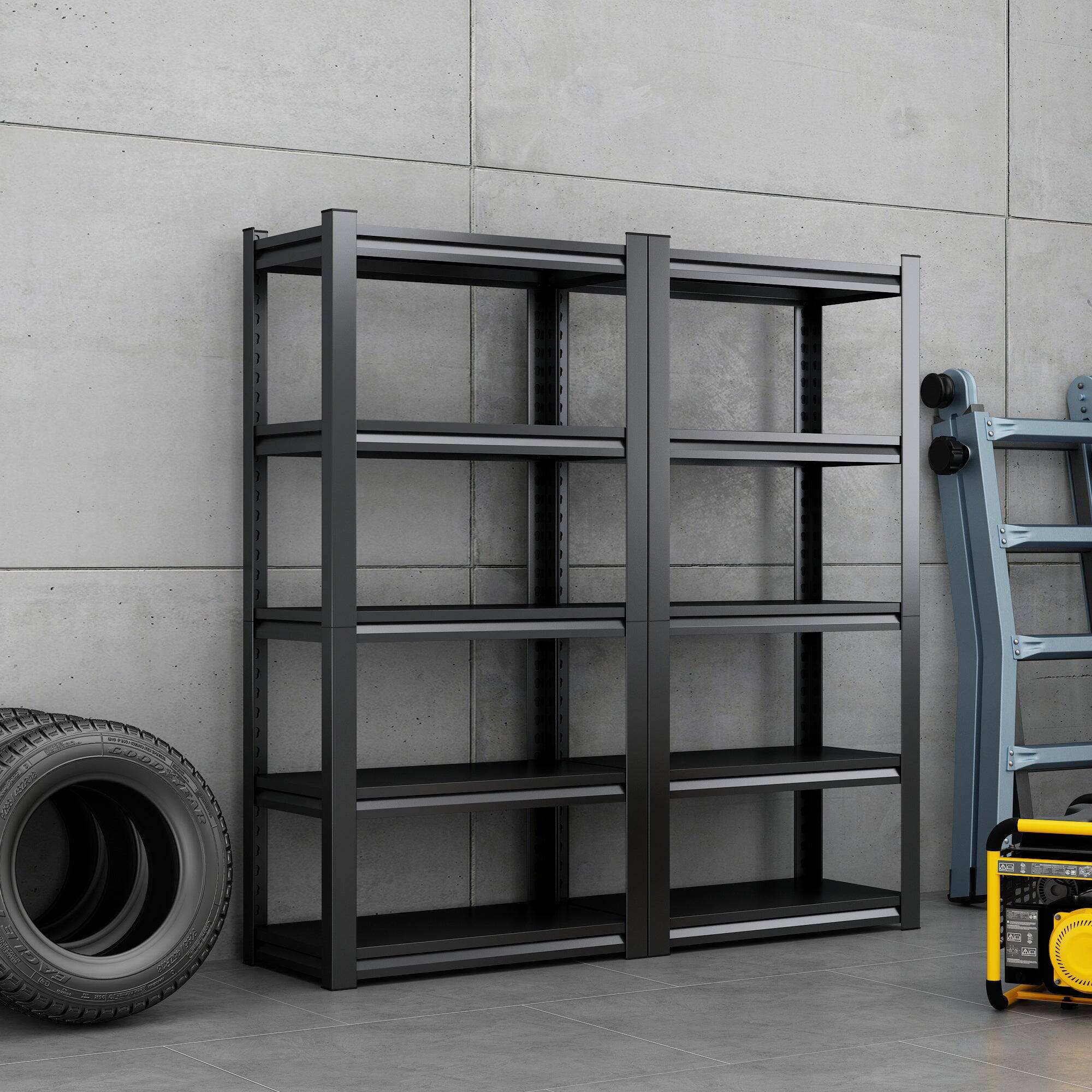Alt View 1. Boyel Living - 5-Tier Heavy Duty Metal Garage Shelving, 2000LBS Capacity Storage Shelves, 35.4"W x 15.7"D x 72"H, Black - Black.