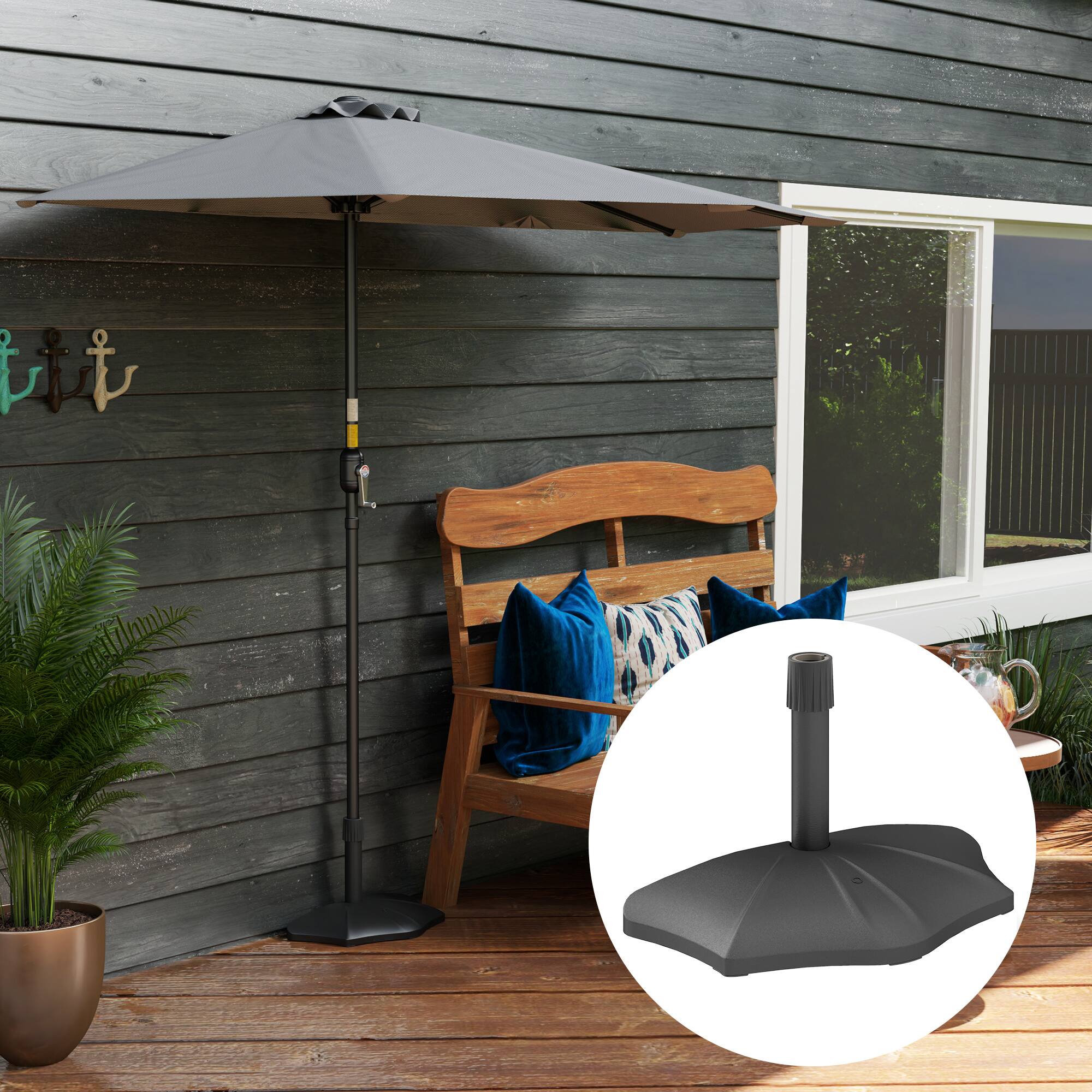 Angle. Outsunny - Patio Umbrella Base, 26 lbs Umbrella Stand, Patio Umbrella Holder for 1.5"/1.9" Umbrella Poles - Black.
