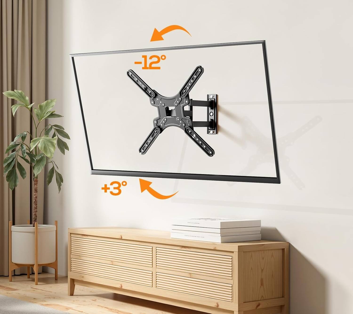 Alt View 3. FINEAK - Full Motion Corner TV Mount for 32-60" TVs, Single Stud Design - Black.