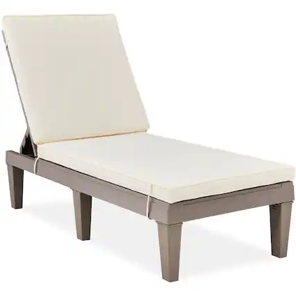 Front. Best Choice Products - Best Choice Products Outdoor Lounge Chair, Resin Patio Chaise Lounger w/ Seat Cushion, 5 Positions - Espresso/Cream - Espresso/Cream.