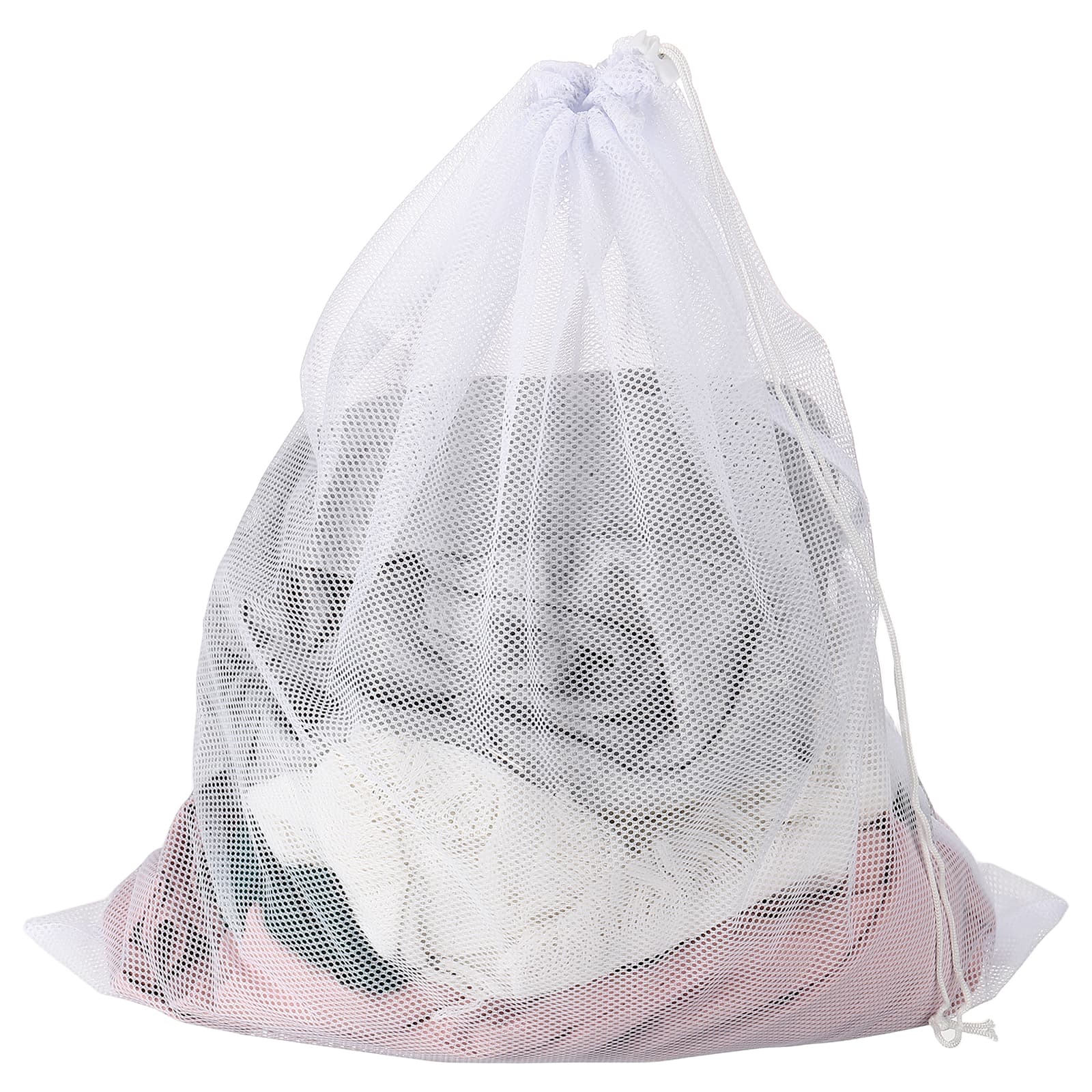 Unique Bargains - Practical Mesh Laundry Bag Large 23.6x35.4 Inch Coarse Drawstring Net for Washing Machine and Home Travel Storage - White