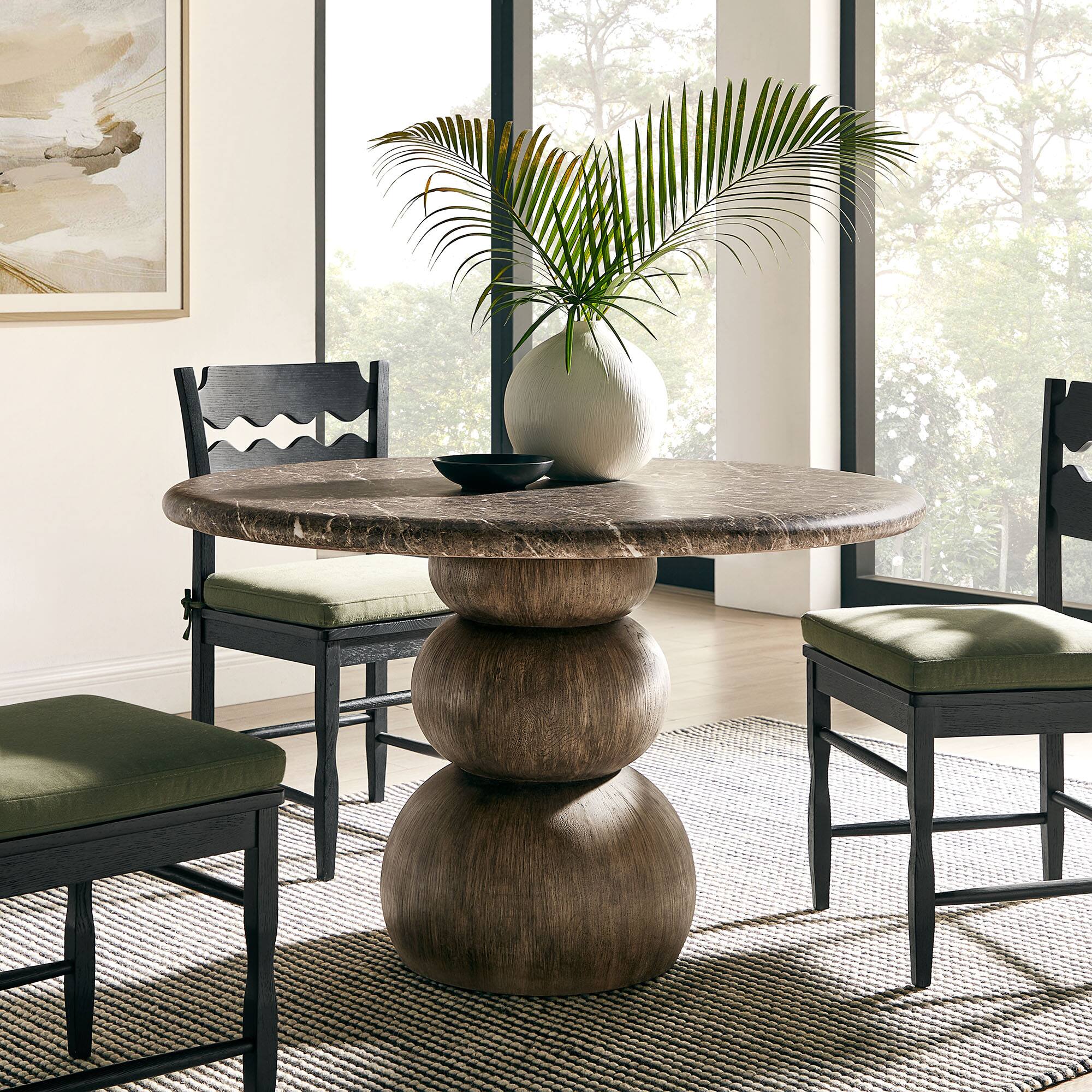 Alt View 6. Modway - Pietra Indoor Outdoor Patio Round Dining Table by Modway - Dark Emperador Marble.