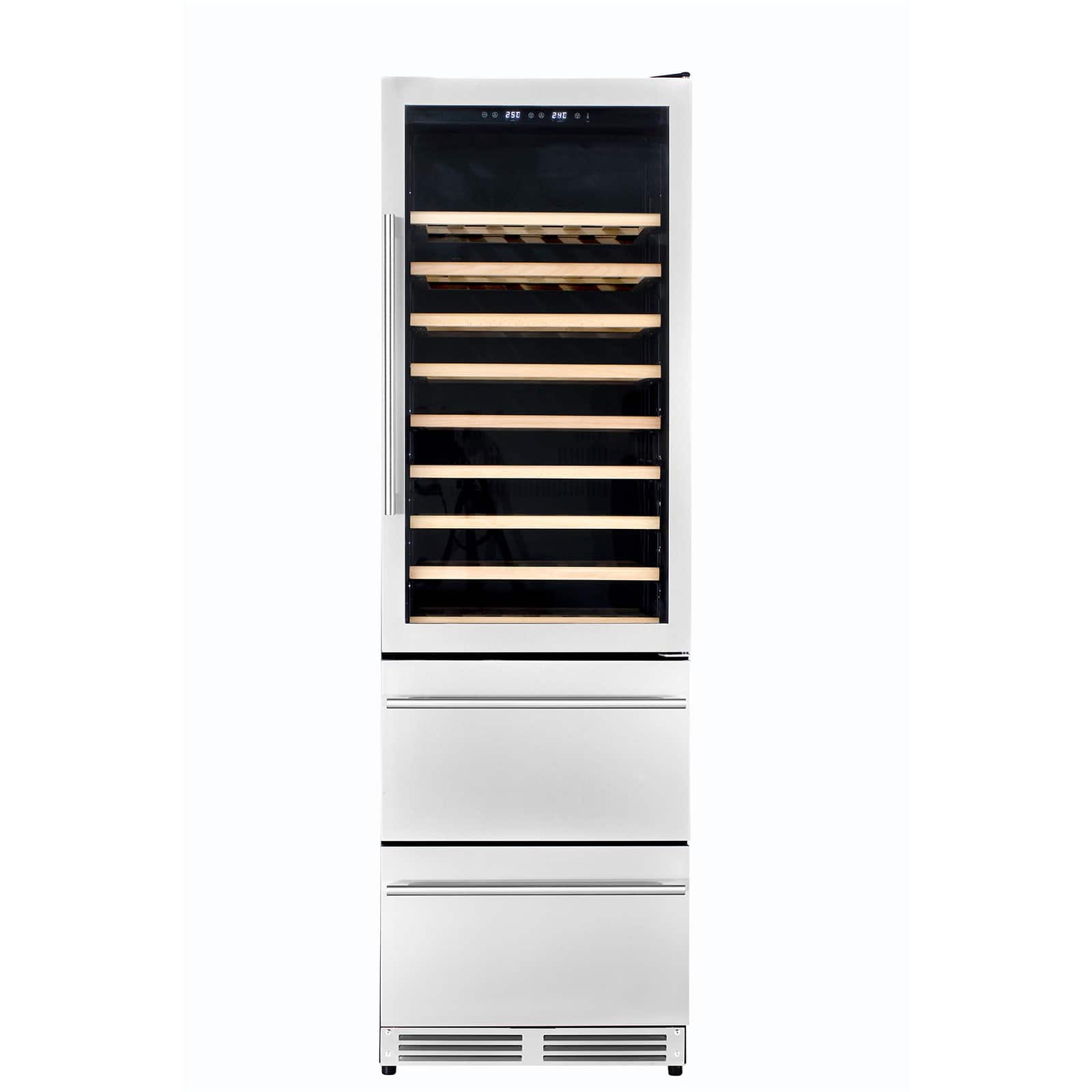 Kucht - 24 in. Dual Zone 108-Wine Bottles and 100-Cans Beverage & Wine Cooler - Stainless Steel