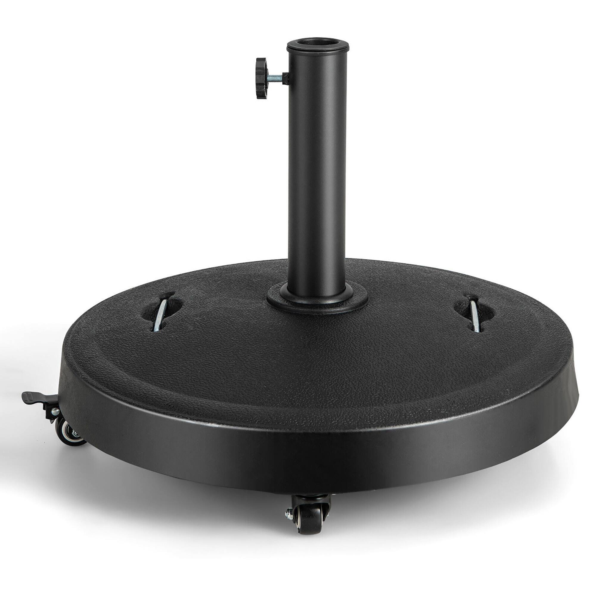 Alt View 9. Gymax - Gymax Patio 51 lbs 20.5'' Round Resin Umbrella Base w/ Wheels Handles Table Market Stand - Black.