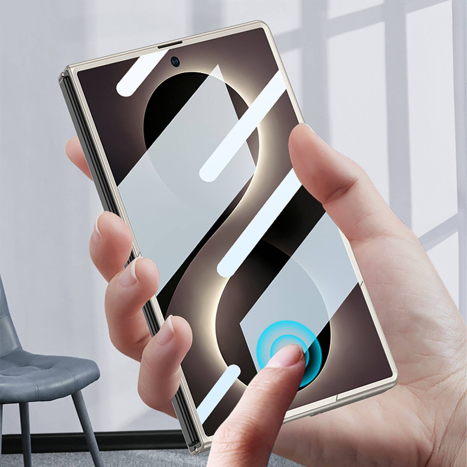 Left. Dteck - Ultra Thin Mag Safe Case for Samsung Galaxy Z Fold8 with Tempered Glass Screen Protector,Slim Hard PC Non-Slip Cover - Black.