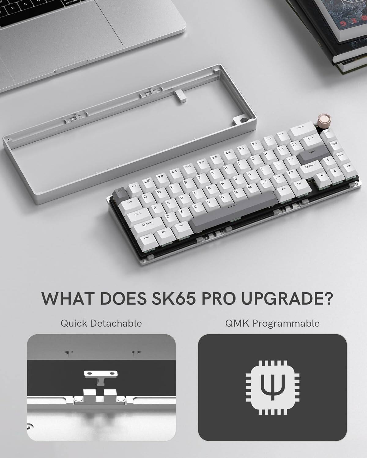 Womier SK65 Wireless 60% Mechanical Gaming Keyboard with Knob, QMK