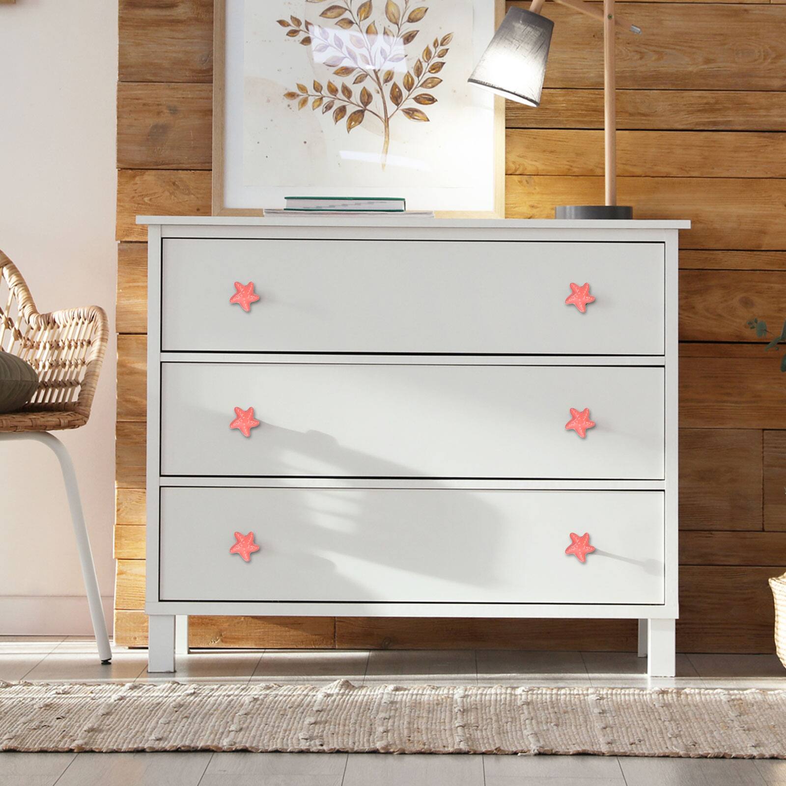 Alt View 5. Unique Bargains - 2pcs Starfish Ceramic Cabinet Knobs, Decorative Drawer Pulls w/ Screws for Cupboards - White.