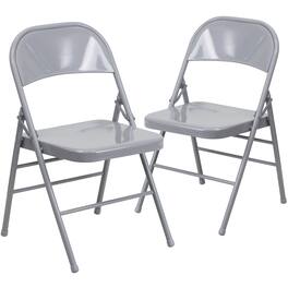 Emma + Oliver - 2 Pack Home & Office Portable Party Events Steel Metal Folding Chair - Gray