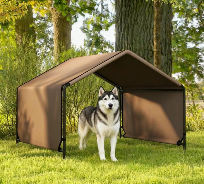 Front. TinyHomie - Brown Portable Water Resistant Dog Tent Outdoor Shade.