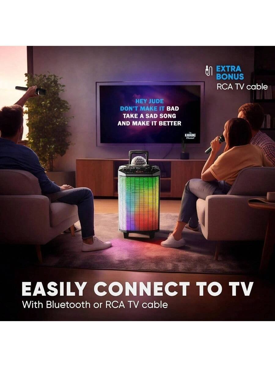 **EXTRA BONUS**  
RCA TV cable

**EASILY CONNECT TO TV**  
With Bluetooth or RCA TV cable

**HEY JUDE**  
DON'T MAKE IT BAD  
TAKE A SAD SONG  
AND MAKE IT BETTER