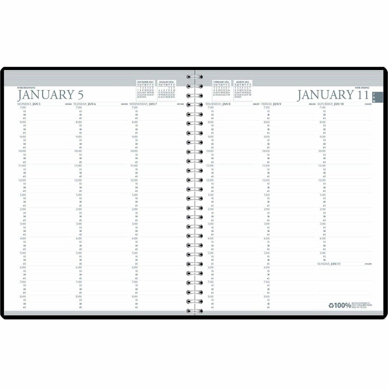 House of Doolittle Professional 2-year Weekly Planner, Weekly, Black