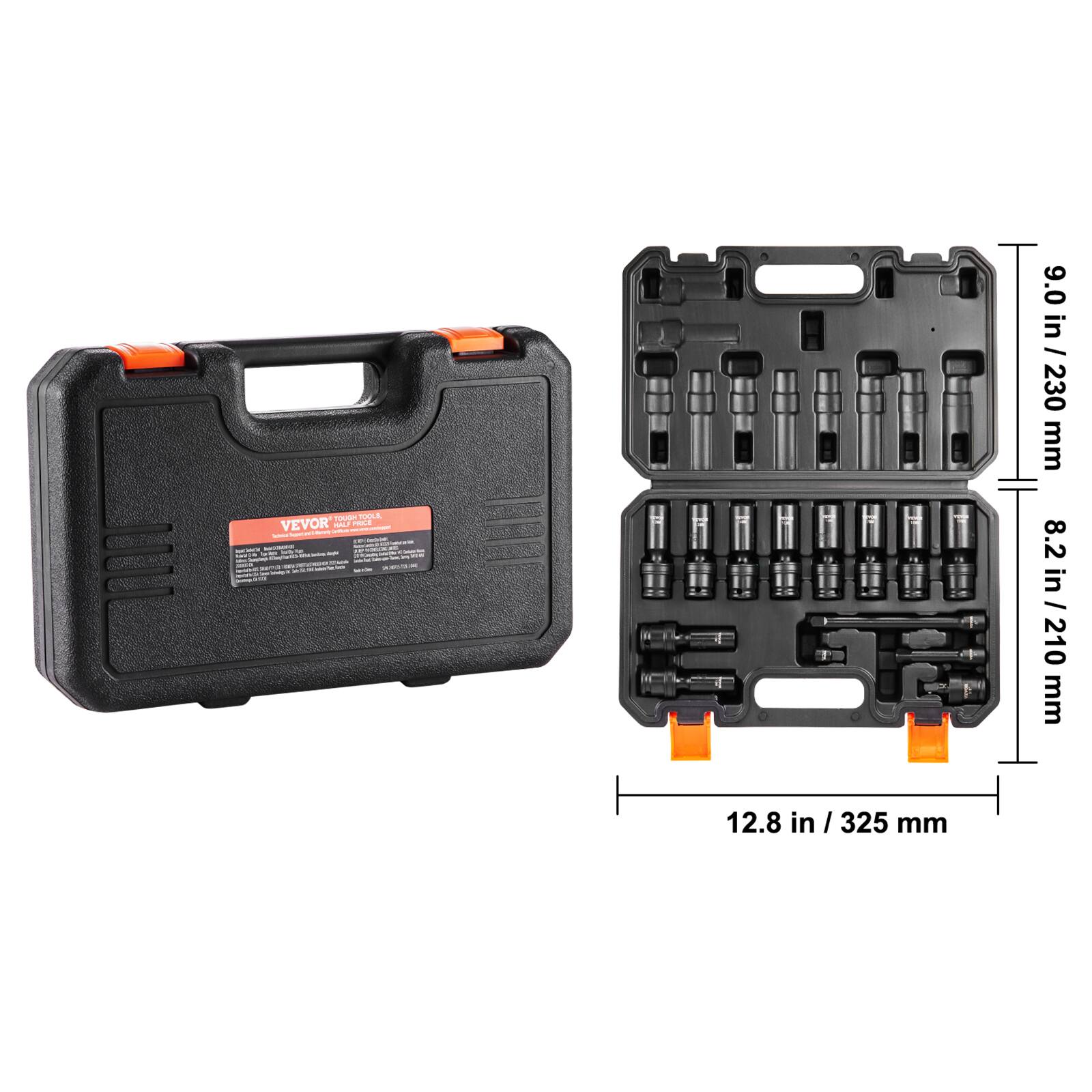 9.0 in / 230 mm
8.2 in / 210 mm
12.8 in / 325 mm