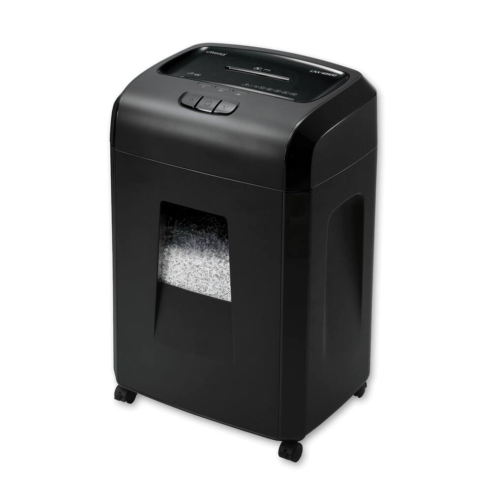 Back. Universal - 8059001 Heavy-Duty Micro-Cut Shredder with 20 Manual Sheet Capacity - Black.