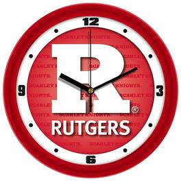 MpDirect - Rutgers Scarlet Knights 11.5'' Suntime Premium Glass Face Dimension Wall Clock - Multicolor