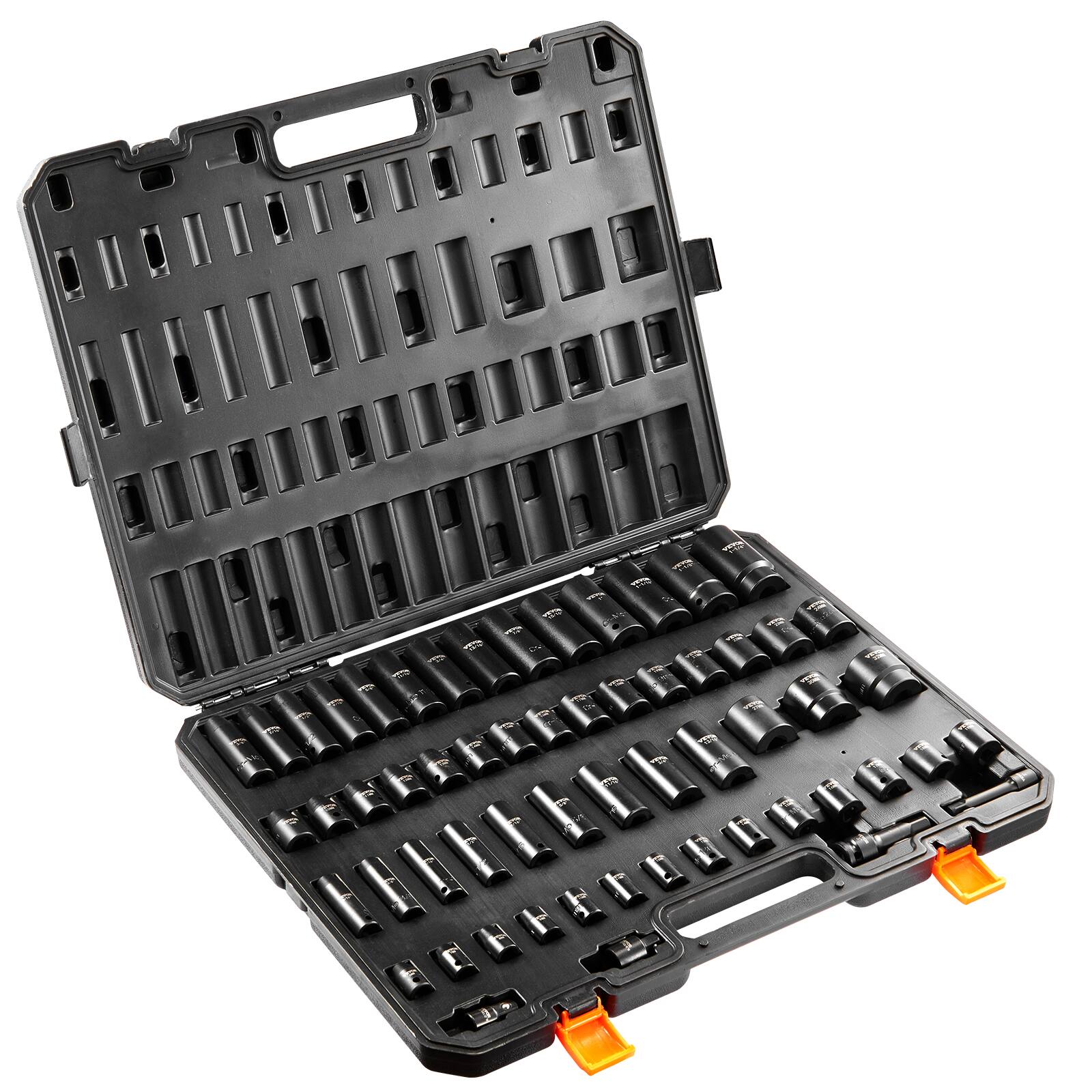 Front. LOVMOR - Impact Sockets Set 59pcs 6 Point 3 8 and 1 2 Drive Ratchet Tool Kit for Mechanical Repair.