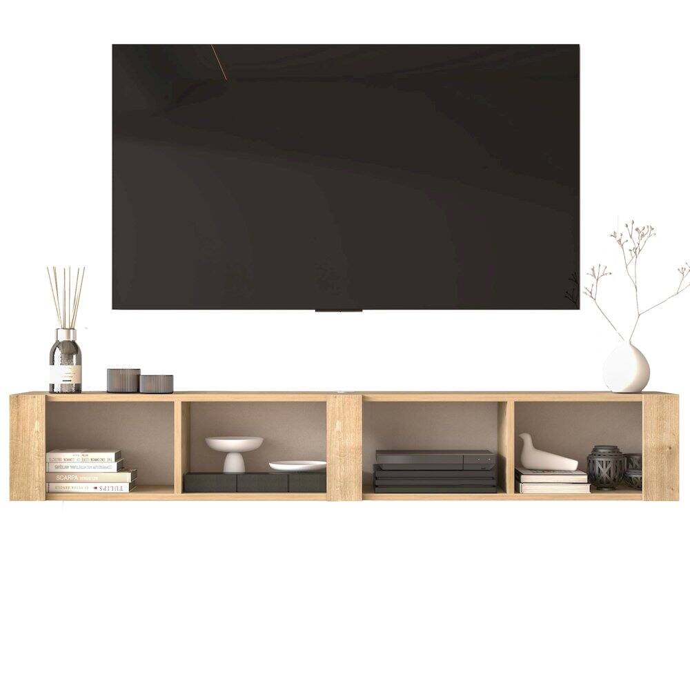 Alt View 2. Atelier Mobili - Floating TV Stand for 75 Inch TVs – Wall Mounted Entertainment Center - Beige.