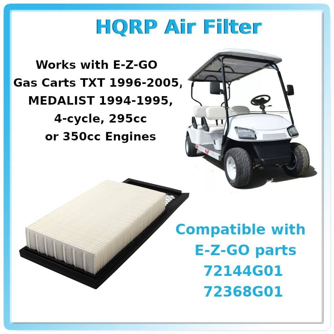 HQRP Air Filter

Works with E-Z-GO Gas Carts TXT 1996-2005, MEDALIST 1994-1995, 4-cycle, 295cc or 350cc Engines

Compatible with E-Z-GO parts 72144G01 72368G01
