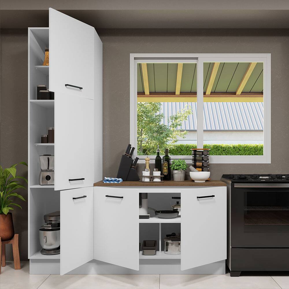 Alt View 8. Madesa - Madesa Hazel Kitchen Set 70"L Pantry Storage and Base Cabinet - White - White.