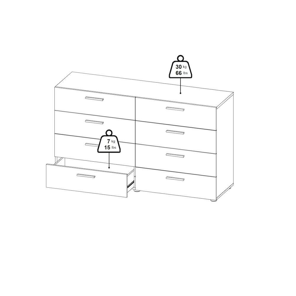 Alt View 6. Tvilum - Austin 8 Drawer Double Dresser Woodgrain - Black.
