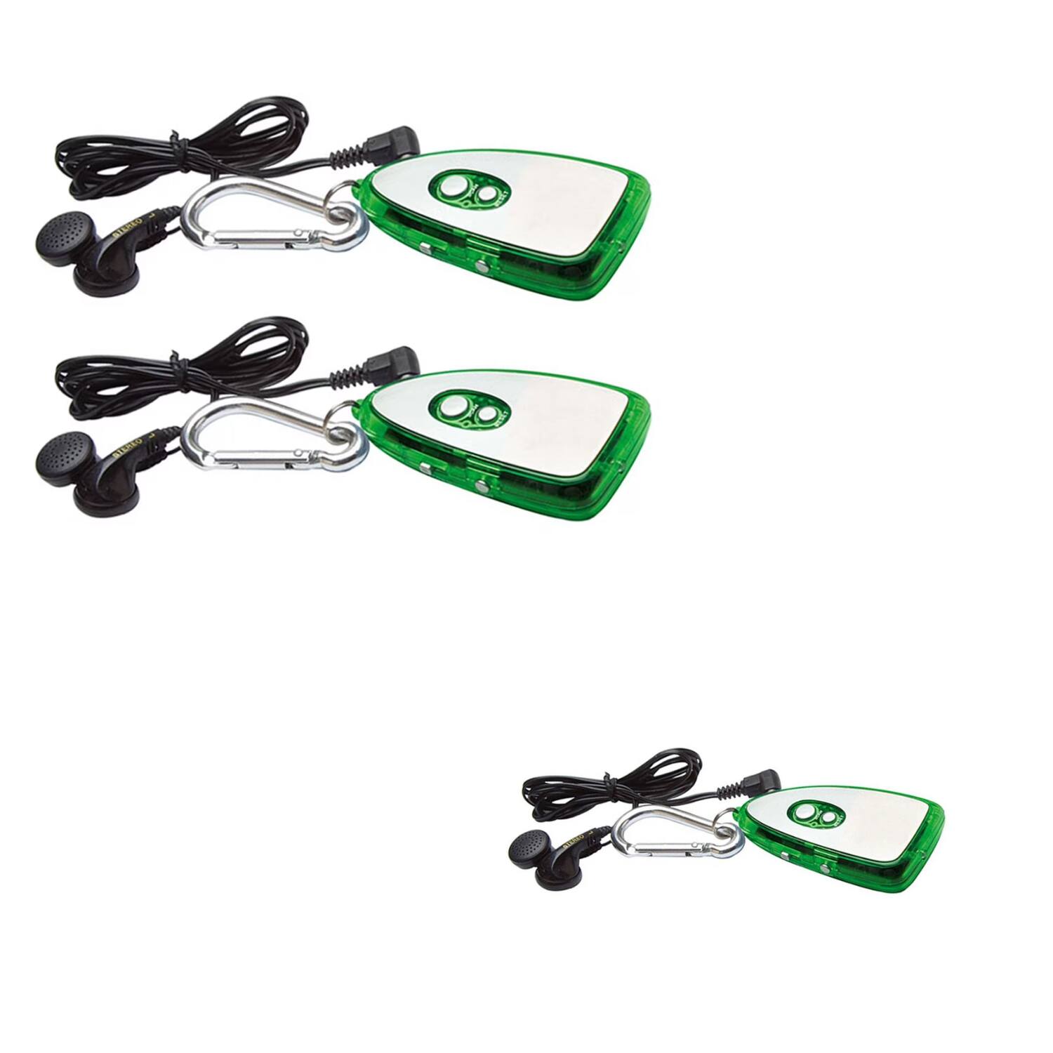 Angle. Home Collection - 2 Pack Portable FM Radio with Earbuds & Flashlight - Silver.