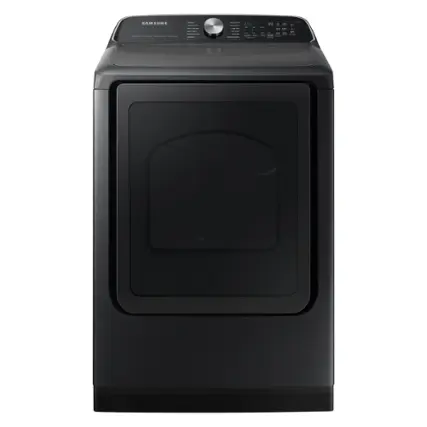 Front. Samsung - Open Box 7.4 Cu. Ft. Smart Electric Dryer with Steam Sanitize+ - Black.