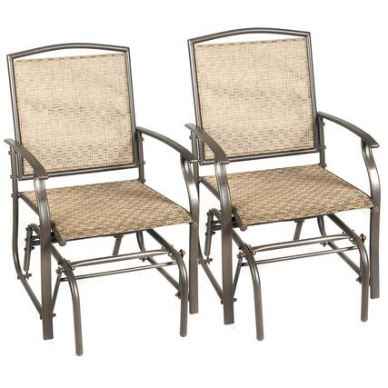 Front. Costway - Costway 2PCS Patio Swing Single Glider Chair Rocking Seating Steel Frame Garden - Brown.