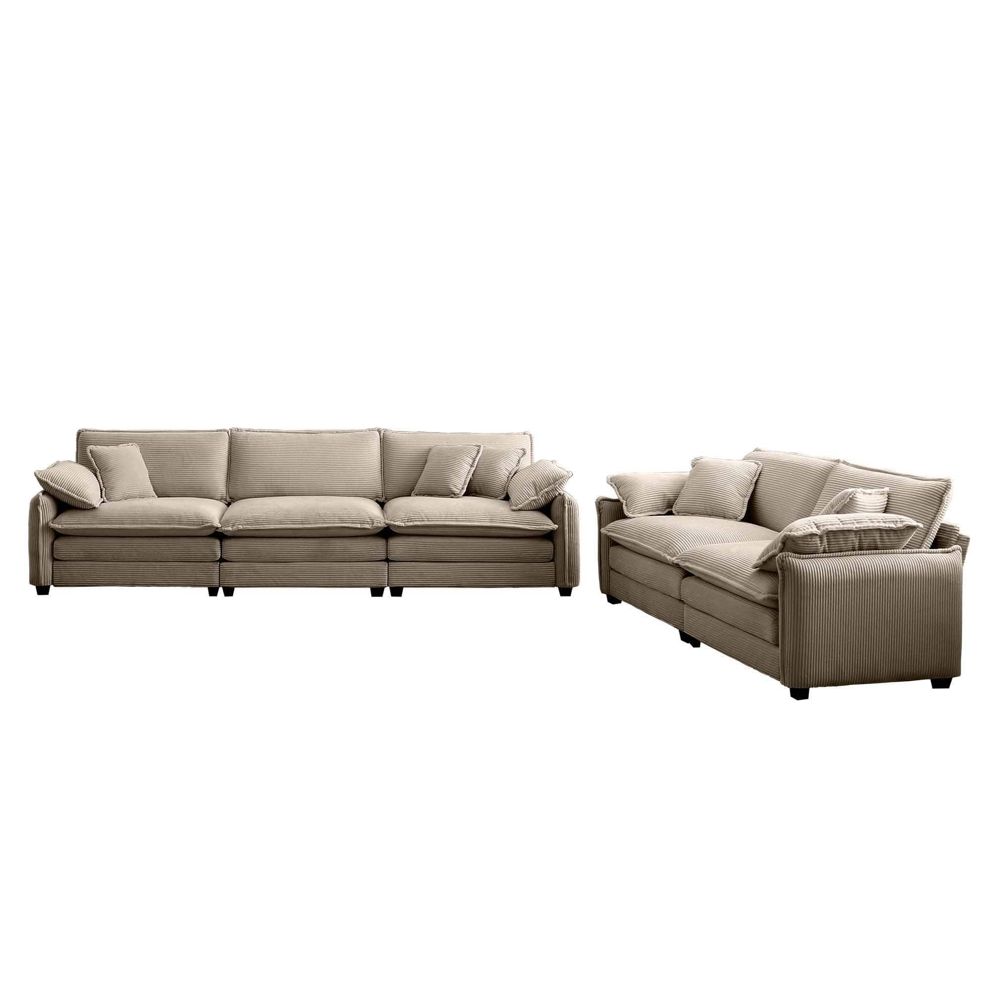 LOVMOR - Family sofa set Deep Seat Sofa Warm Sofa for Home Cinema and Living Room One 2Seater Sofa and One 3Seater SofaTan - Tan