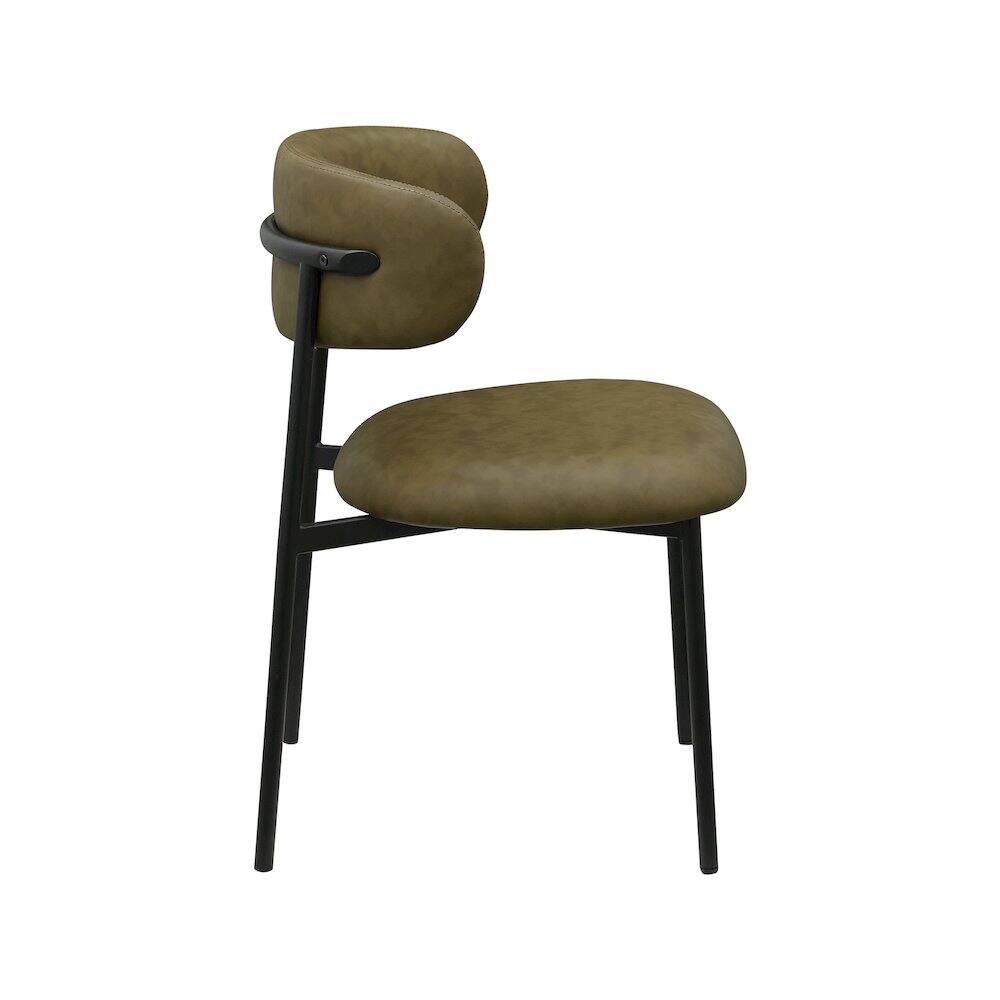 Alt View 3. Meridian Furniture - Lupita Olive Vegan Leather Dining Chair, Set of 2 - Green.