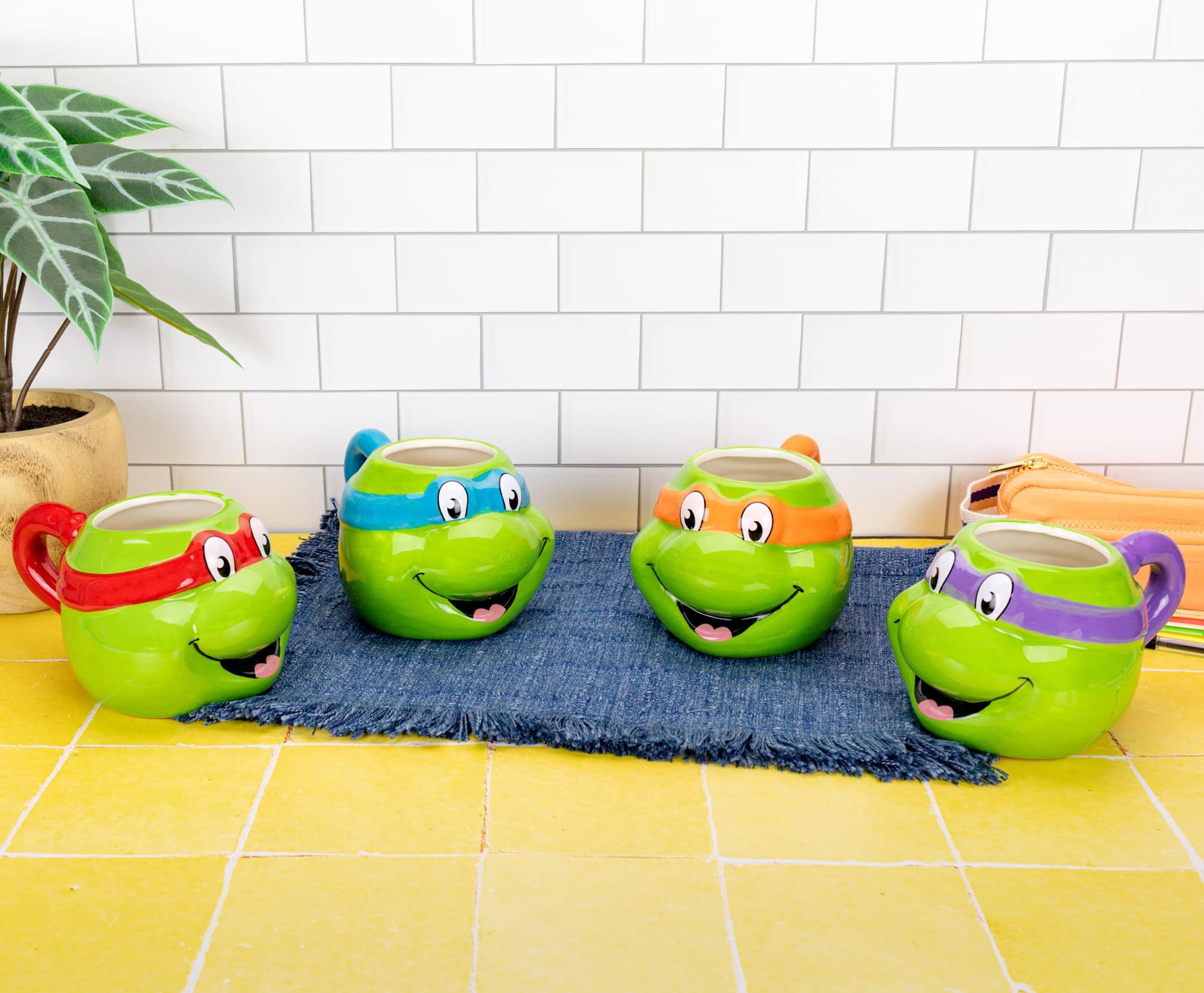 Alt View 4. Silver Buffalo - Teenage Mutant Ninja Turtles 4-Piece Sculpted Ceramic Mug Set | 23 Ounces - Multi-Colored.