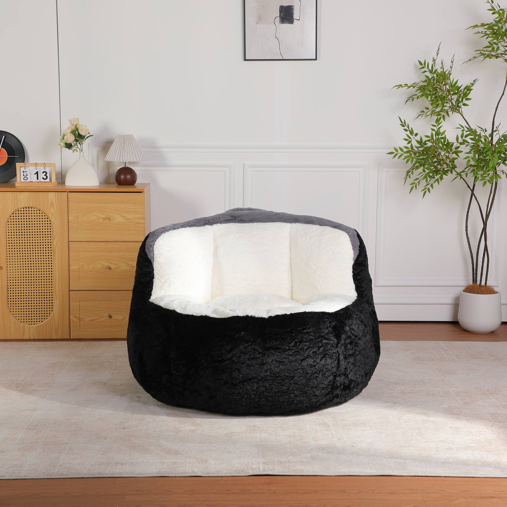 Alt View 6. GOODSILO - Oversized Bean Bag Chair Lounger Sofa with Faux Fur Cover and Shredded Foam Filling for Living Room Comfort - Multicolor.