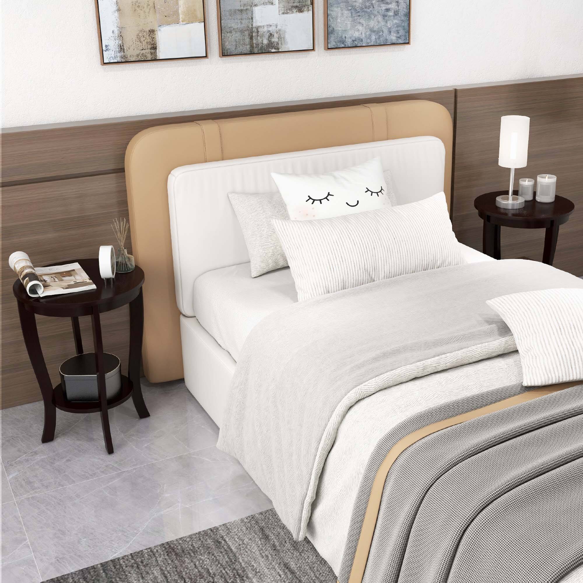 Alt View 4. Costway - 2-Tier End Table 18'' Round Compact Sofa Side Nightstand with Storage Shelf - Espresso.