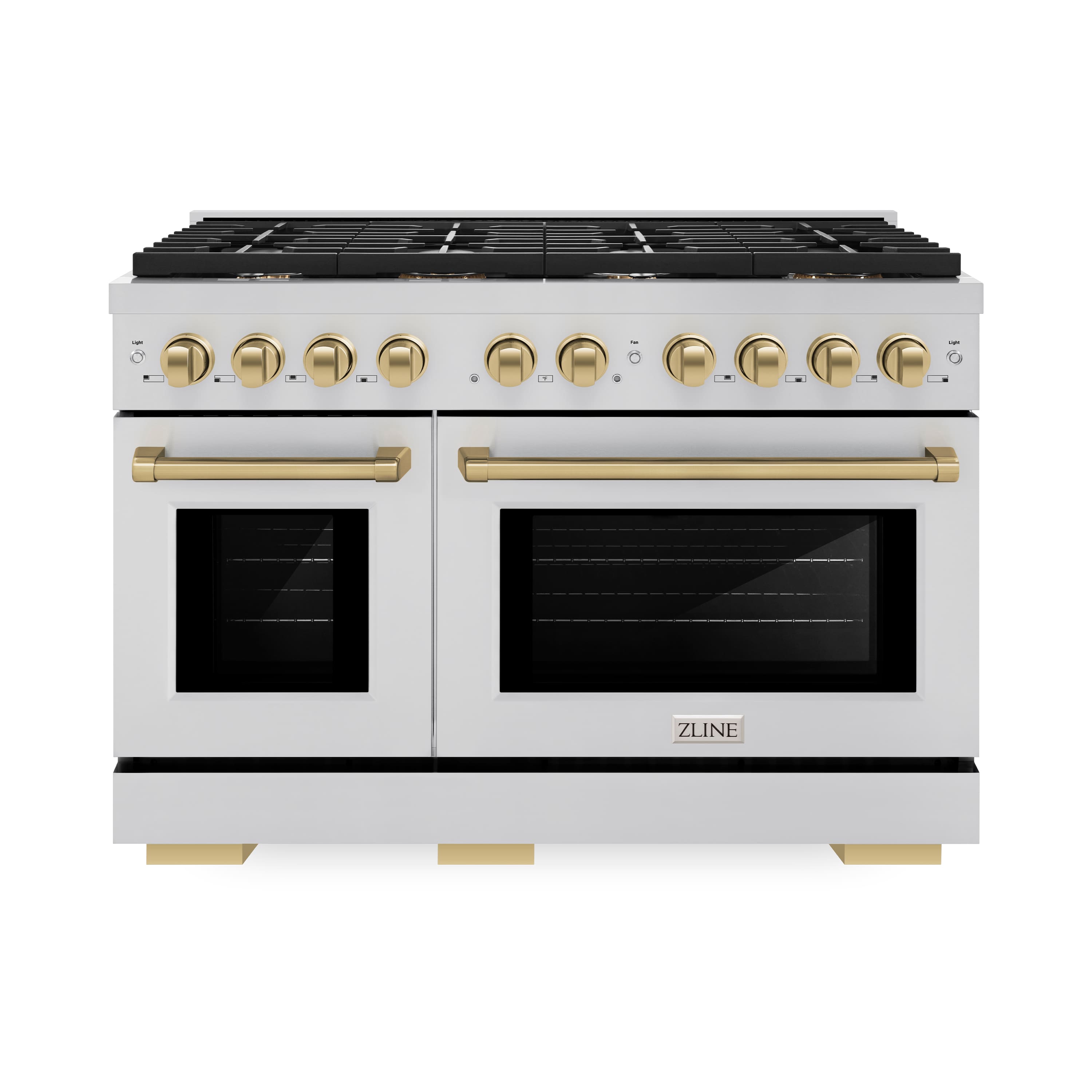ZLINE - Autograph 48 in. 6.7 cu. ft. Freestanding Paramount Double Oven Gas Range with 8 Gas Burners and Bronze Accents - Stainless Steel