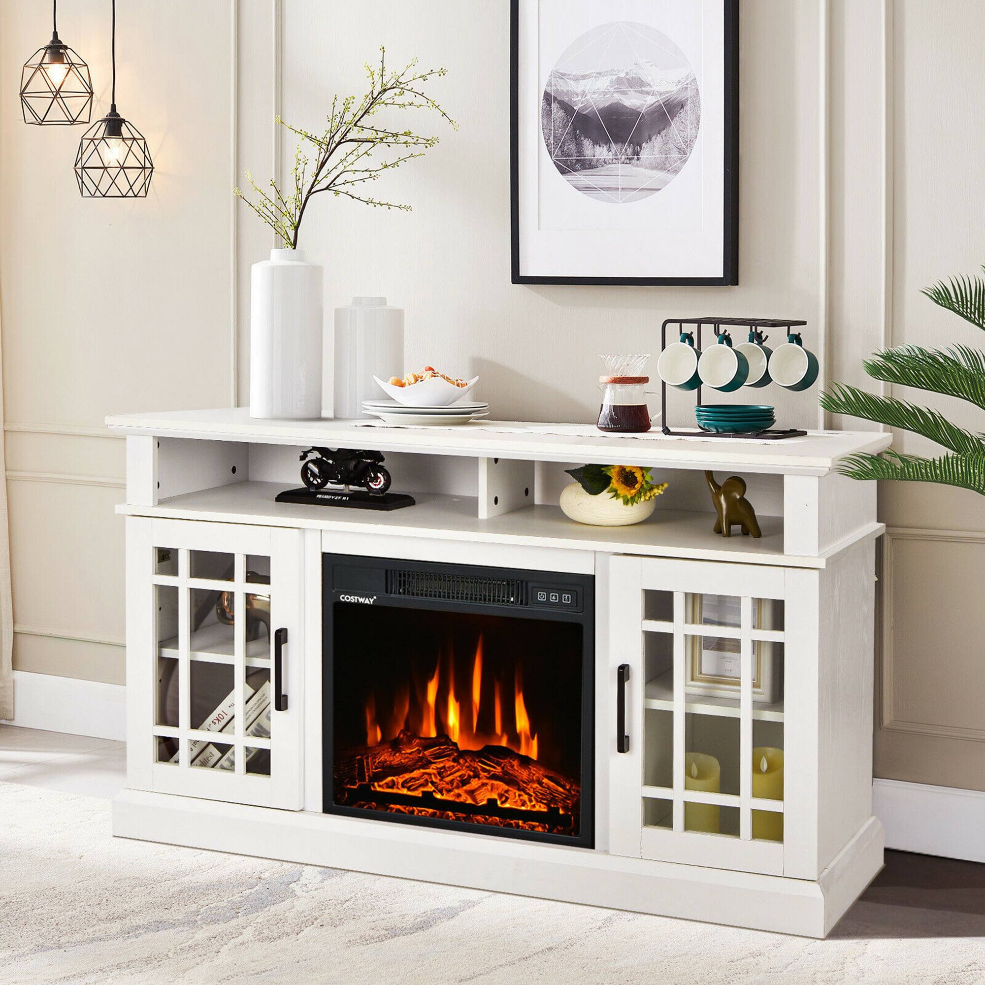 Alt View 4. Costway - Costway 48" Fireplace TV Stand W/ 1400W Electric Fireplace for TVs up to 50 Inches - White.
