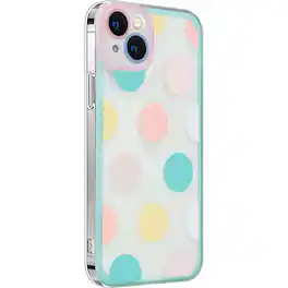 SaharaCase - PolkaDot Hybrid-Flex Hard Shell Case for Apple iPhone 14 Plus - Clear/Pink/Teal