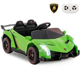 Costway - Licensed Lamborghini 4WD Kids Ride-on Sports Car 12V Electric Vehicle with Remote - Green