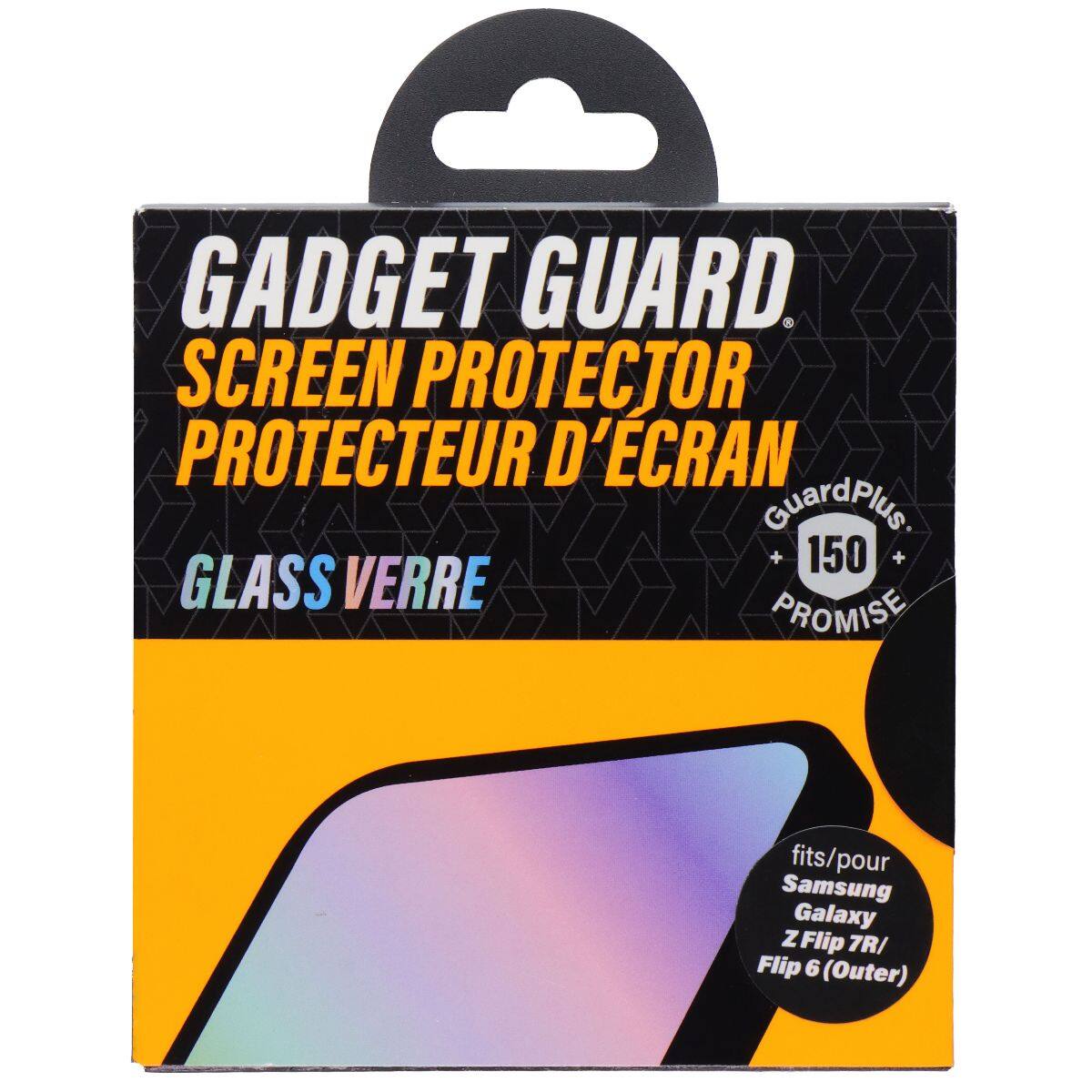 GADGET GUARD. SCREEN PROTECTOR PROTECTEUR D'ÉCRAN GuardPlus. 150 GLASS VERRE PROMISE fits/pour Samsung Galaxy Z Flip 7R/ Flip 6 (Outer)