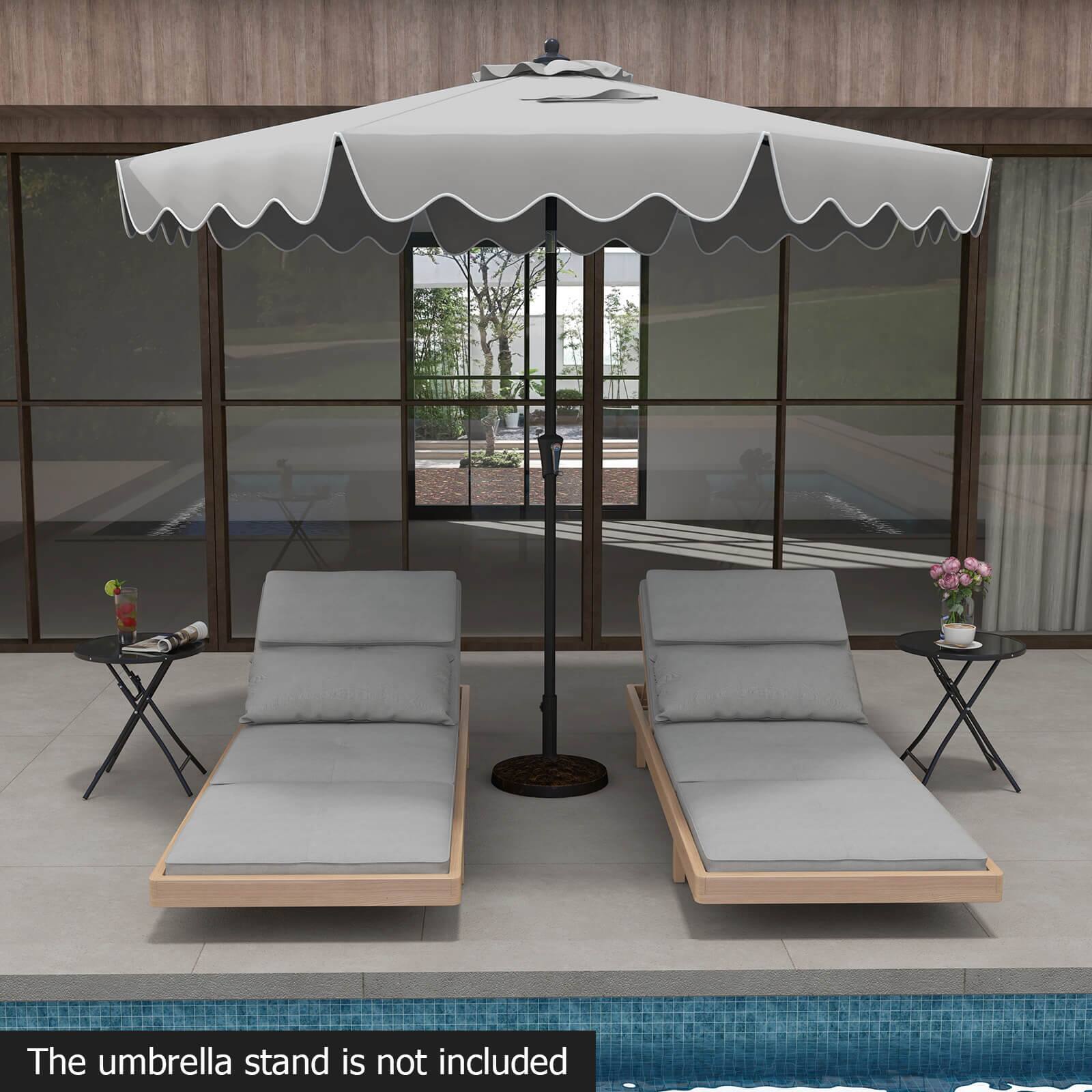 The umbrella stand is not included.